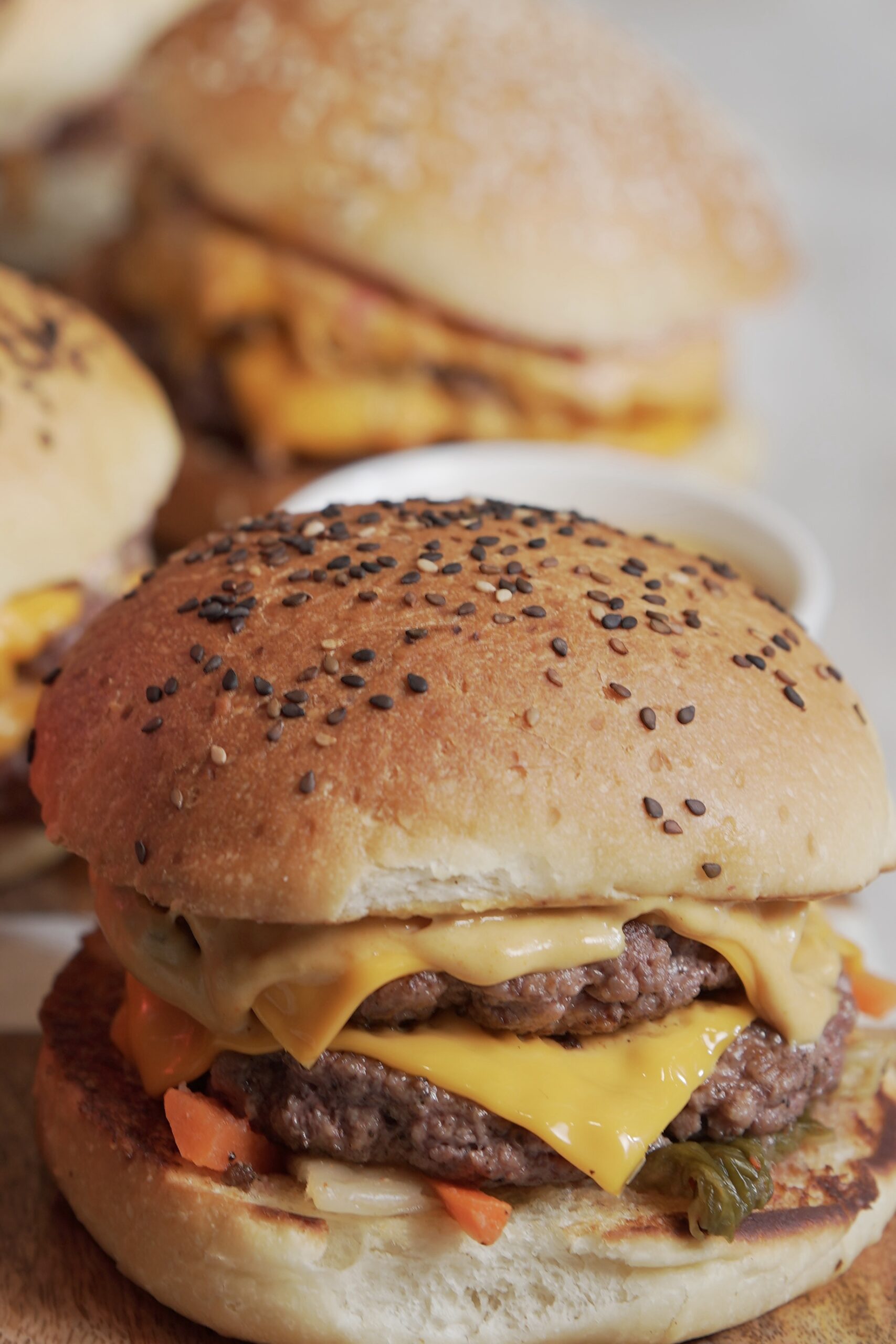 Beef smash burger in brioche bun