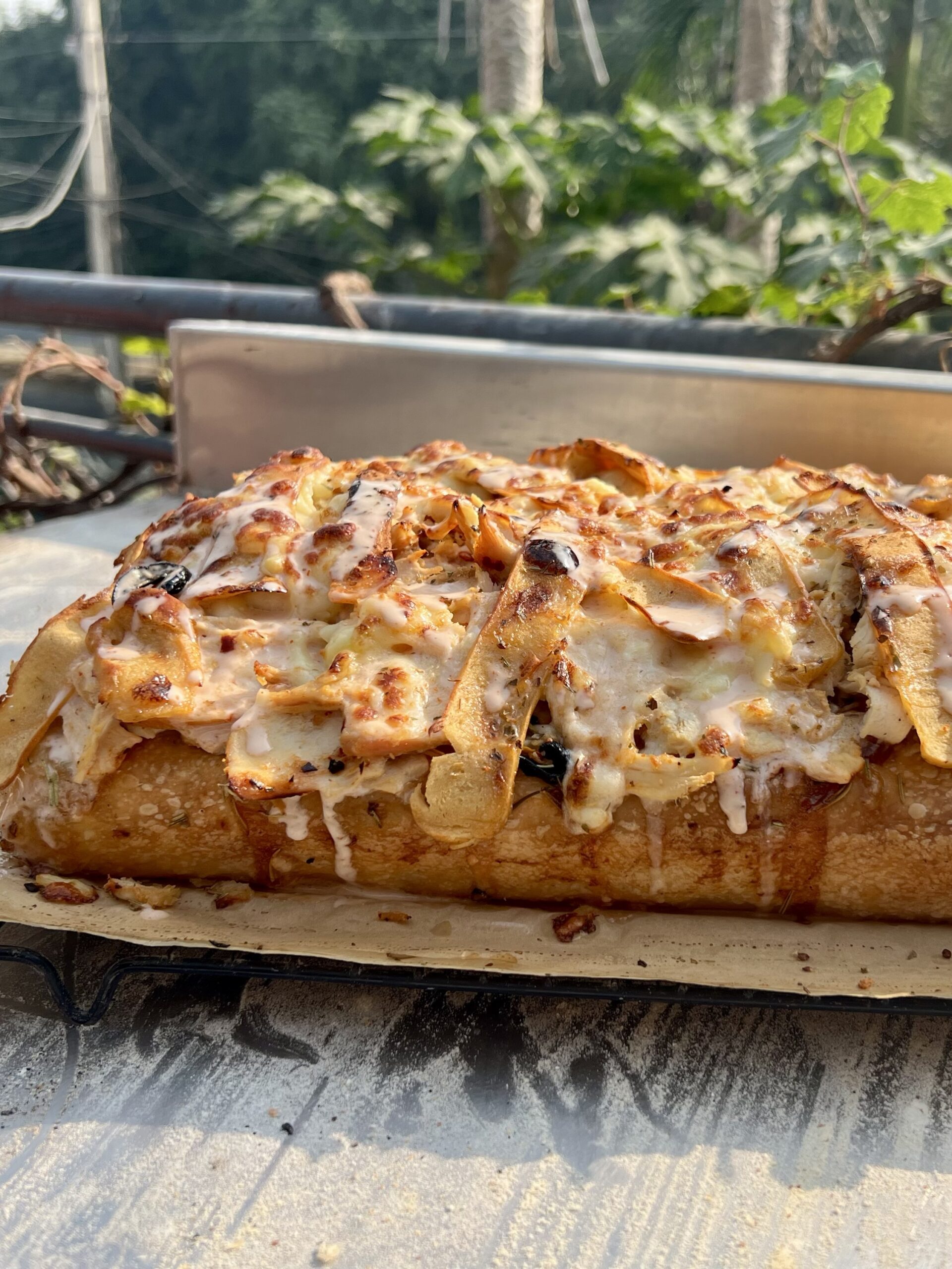 Loaded Sourdough Focaccia Chicken + Olive+ jalapeno topping Bread - Full