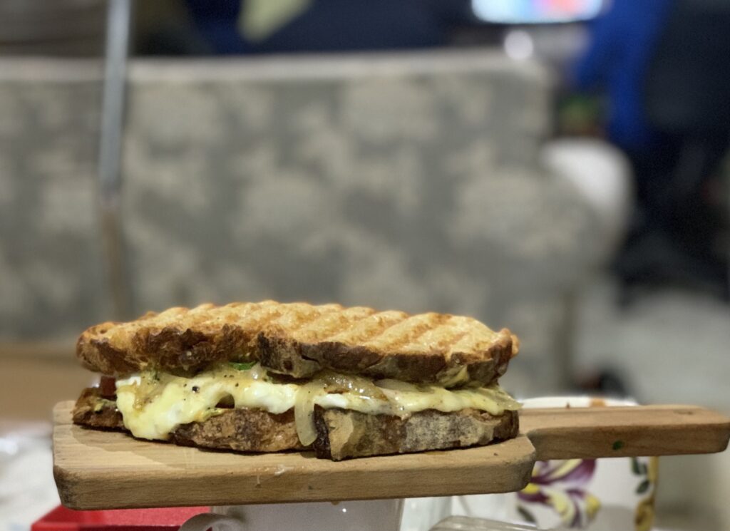 Sourdough pulled beef sandwich